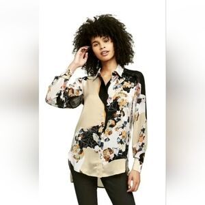 3.1 PHILLIP LIM FLORAL HIDING BUTTONS BLOUSE - TUNIC SIZE XS